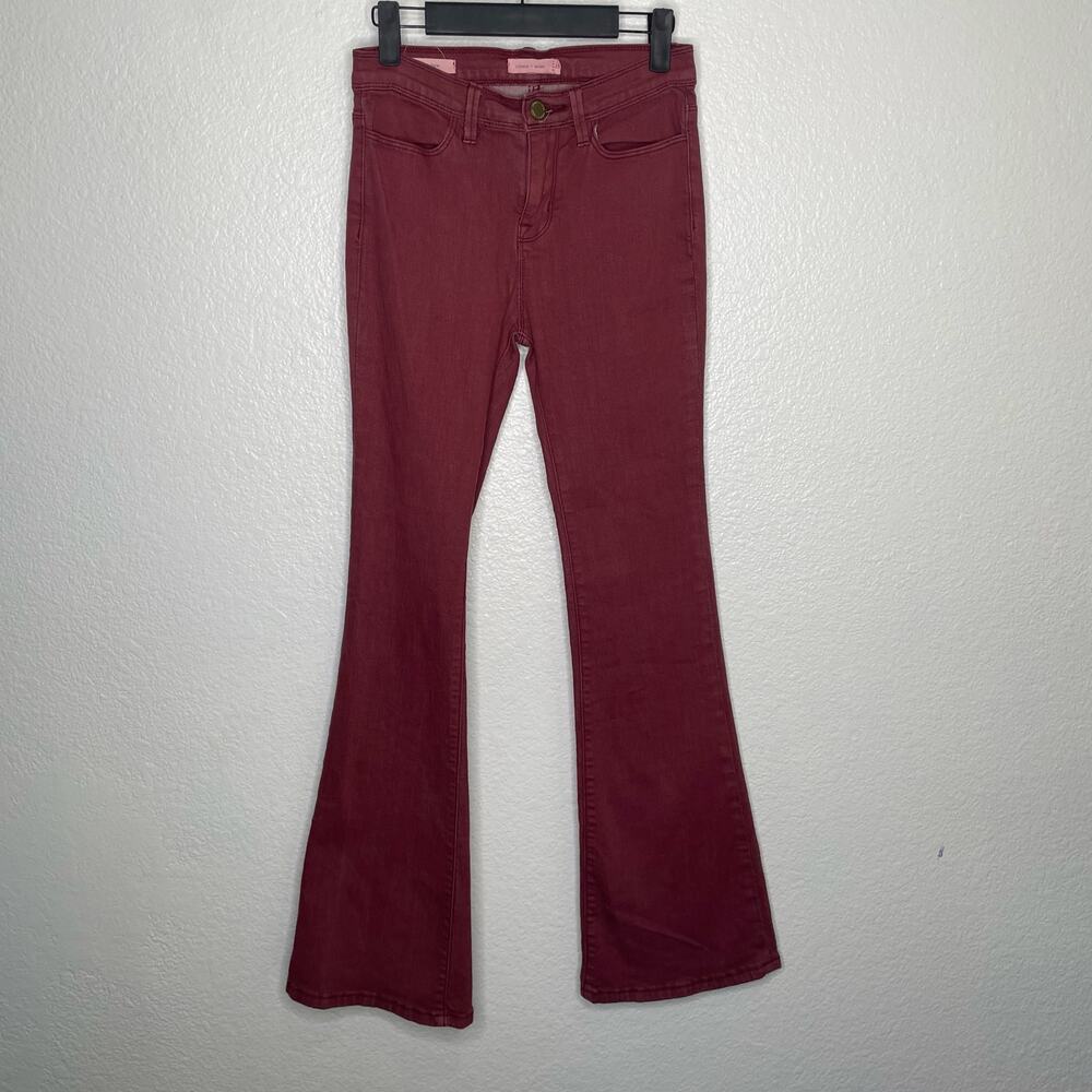 Silence Noise Womens Jeans Size 25 High Rise Flare Faded Red Denim Casual Wear